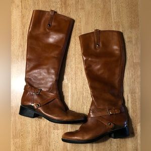 GEOX Leather Riding Boots with zipper & brass details - Size 8.5